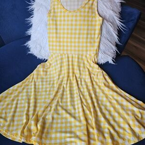LuLaRoe Yellow Gingham Sleeveless Dress